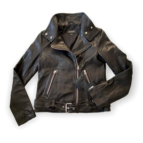 Mackage Miela-N Belted Leather Moto Jacket, NWT, Size XXS - Picture 6 of 16